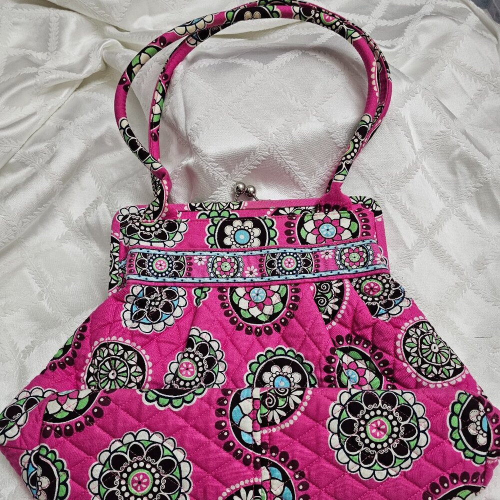 Vera Bradley EUC Silver Clasp Tote in Pink Paisley!